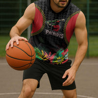 Custom Caribbean Cricket St Kitts and Nevis Sleeveless Hoodie Two Islands One Fire Patriots Crown 2025 - Black - Wonder Print Shop