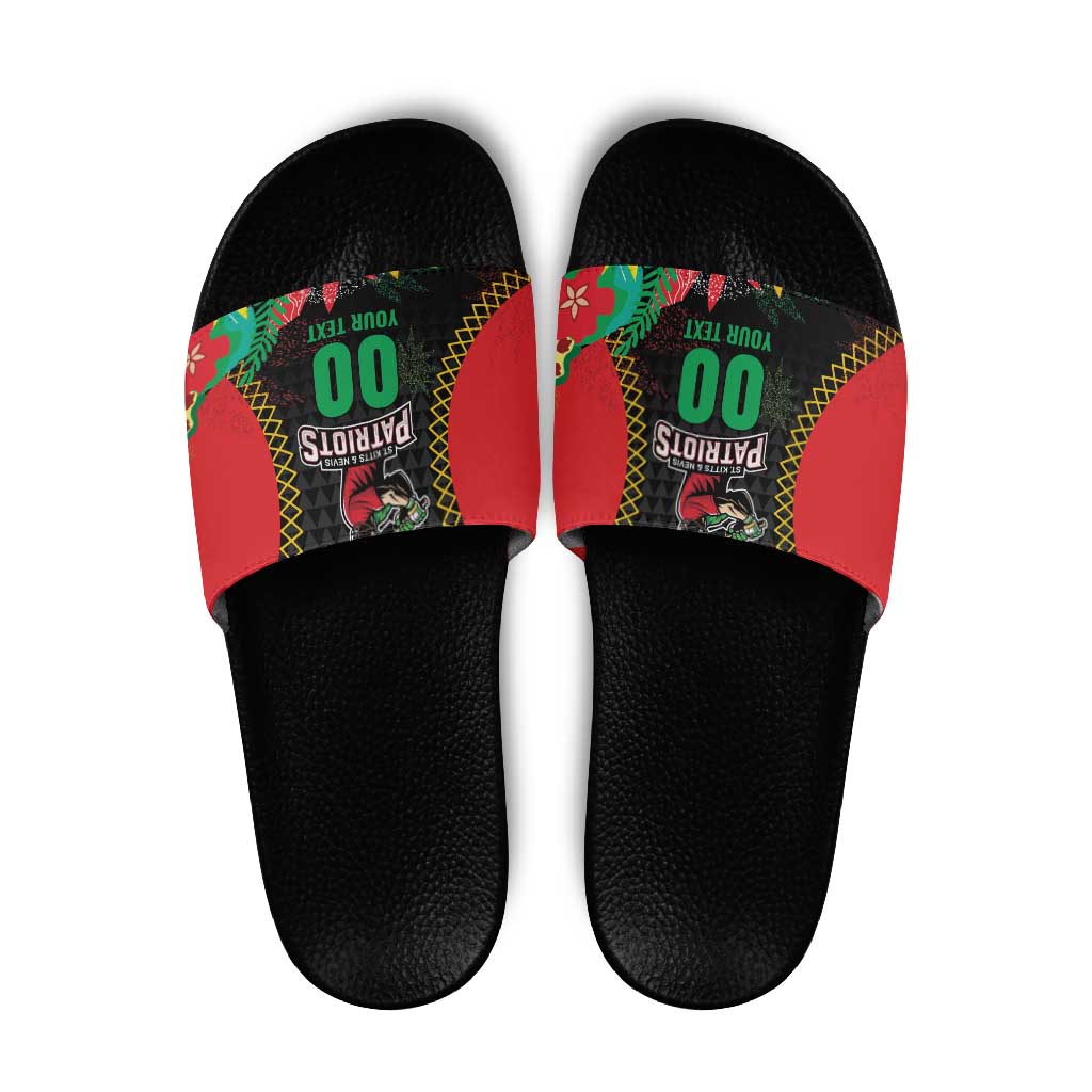 Custom Caribbean Cricket St Kitts and Nevis Slide Sandals Two Islands One Fire Patriots Crown 2025 - Black - Wonder Print Shop