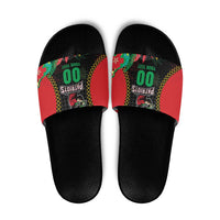 Custom Caribbean Cricket St Kitts and Nevis Slide Sandals Two Islands One Fire Patriots Crown 2025 - Black - Wonder Print Shop