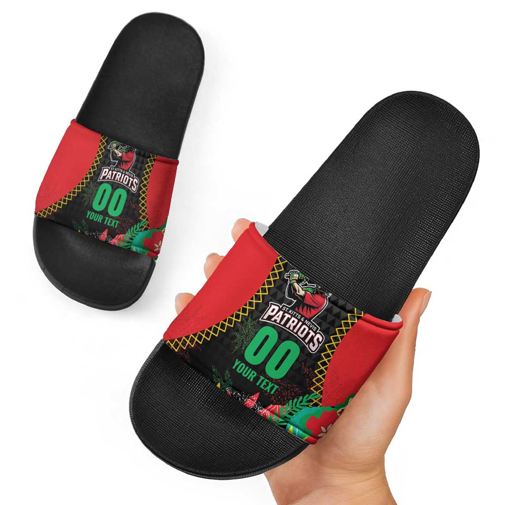 Custom Caribbean Cricket St Kitts and Nevis Slide Sandals Two Islands One Fire Patriots Crown 2025 - Black - Wonder Print Shop