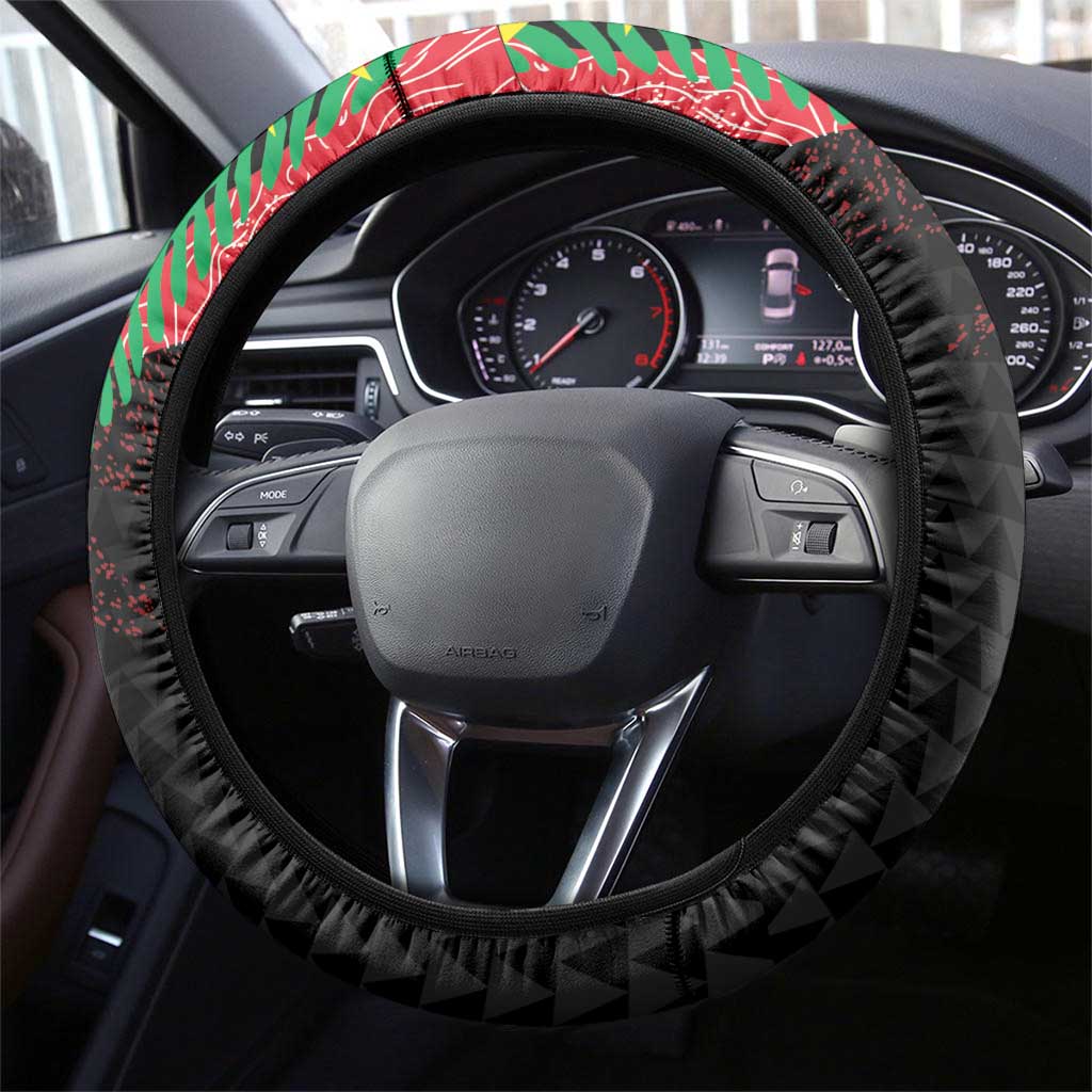 Caribbean Cricket St Kitts and Nevis Steering Wheel Cover Two Islands One Fire Patriots Crown 2025 - Black - Wonder Print Shop