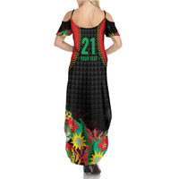 Custom Caribbean Cricket St Kitts and Nevis Summer Maxi Dress Two Islands One Fire Patriots Crown 2025 - Black - Wonder Print Shop