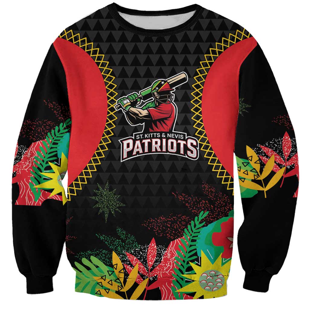 Custom Caribbean Cricket St Kitts and Nevis Sweatshirt Two Islands One Fire Patriots Crown 2025 - Black - Wonder Print Shop