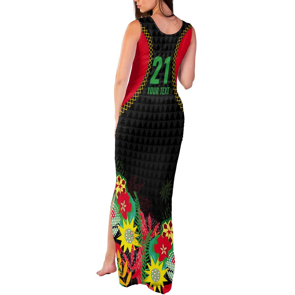 Custom Caribbean Cricket St Kitts and Nevis Tank Maxi Dress Two Islands One Fire Patriots Crown 2025 - Black - Wonder Print Shop