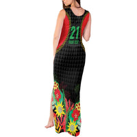 Custom Caribbean Cricket St Kitts and Nevis Tank Maxi Dress Two Islands One Fire Patriots Crown 2025 - Black - Wonder Print Shop