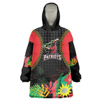 Custom Caribbean Cricket St Kitts and Nevis Wearable Blanket Hoodie Two Islands One Fire Patriots Crown 2025 - Black - Wonder Print Shop