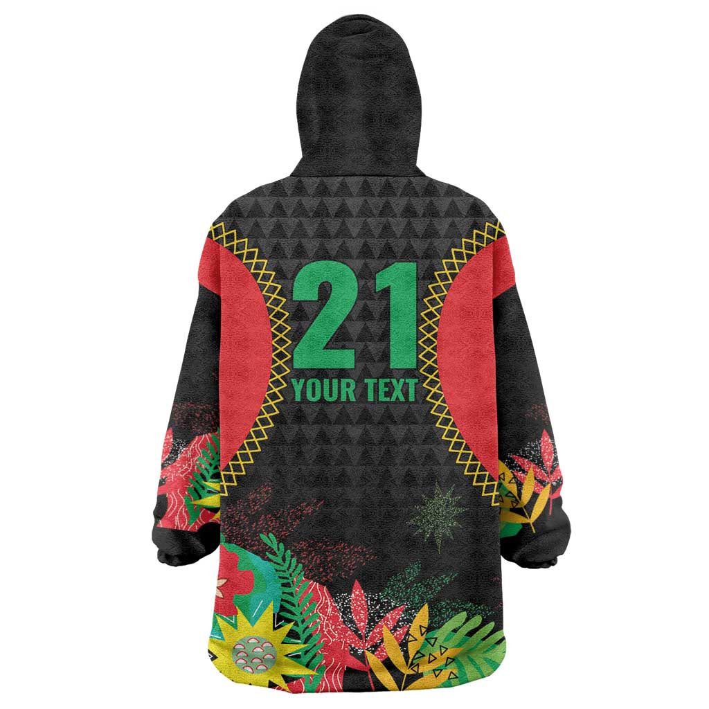 Custom Caribbean Cricket St Kitts and Nevis Wearable Blanket Hoodie Two Islands One Fire Patriots Crown 2025 - Black - Wonder Print Shop