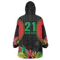 Custom Caribbean Cricket St Kitts and Nevis Wearable Blanket Hoodie Two Islands One Fire Patriots Crown 2025 - Black - Wonder Print Shop