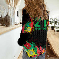 Custom Caribbean Cricket St Kitts and Nevis Women Casual Shirt Two Islands One Fire Patriots Crown 2025 - Black - Wonder Print Shop