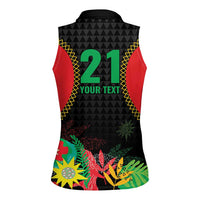 Custom Caribbean Cricket St Kitts and Nevis Women Sleeveless Polo Shirt Two Islands One Fire Patriots Crown 2025 - Black - Wonder Print Shop