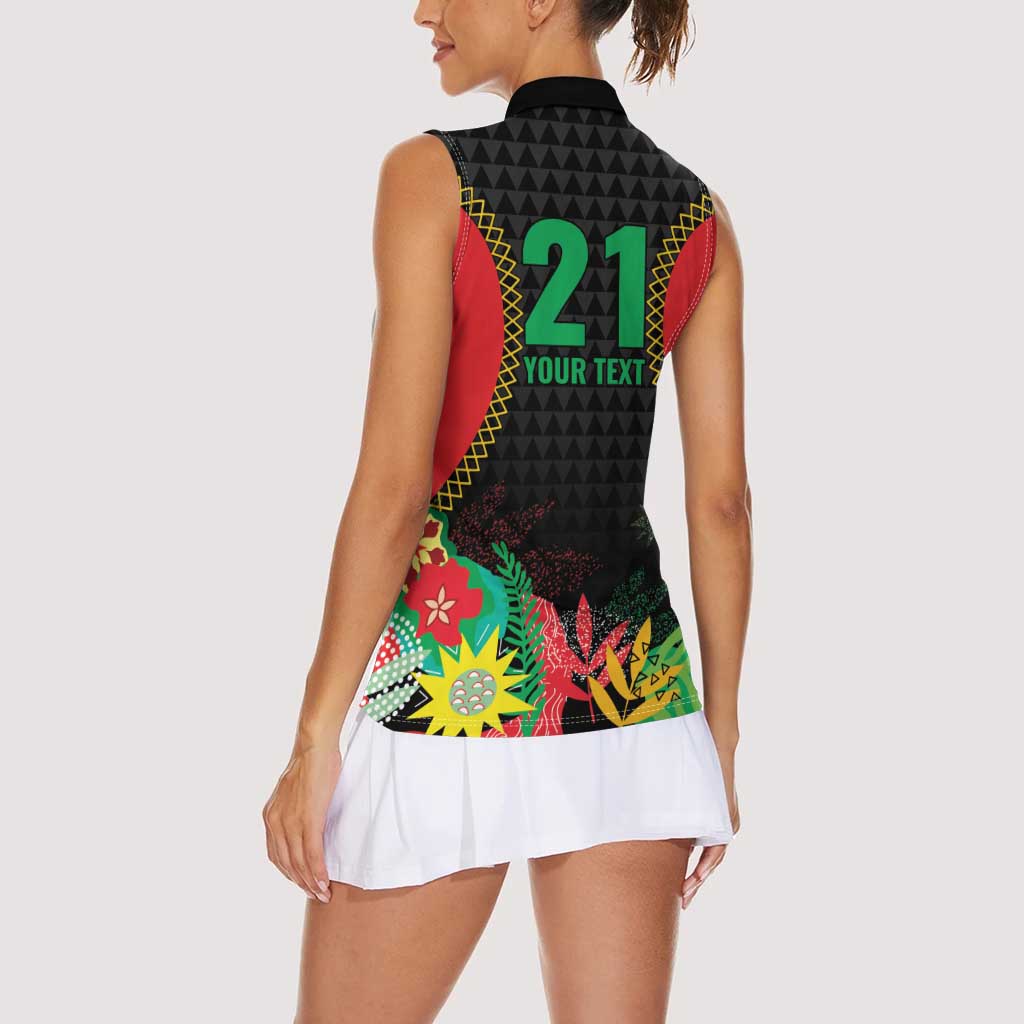 Custom Caribbean Cricket St Kitts and Nevis Women Sleeveless Polo Shirt Two Islands One Fire Patriots Crown 2025 - Black - Wonder Print Shop