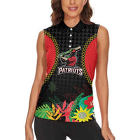 Custom Caribbean Cricket St Kitts and Nevis Women Sleeveless Polo Shirt Two Islands One Fire Patriots Crown 2025 - Black - Wonder Print Shop