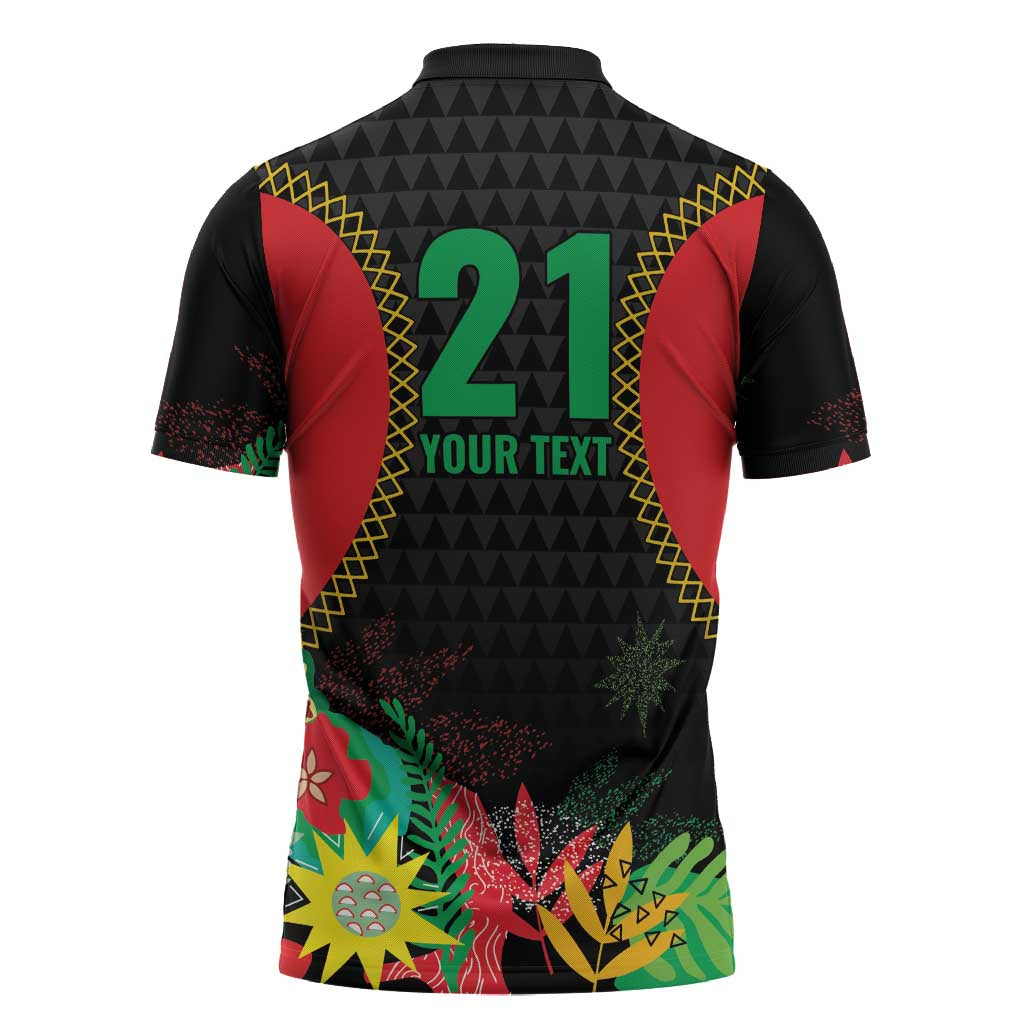 Custom Caribbean Cricket St Kitts and Nevis Zipper Polo Shirt Two Islands One Fire Patriots Crown 2025 - Black - Wonder Print Shop