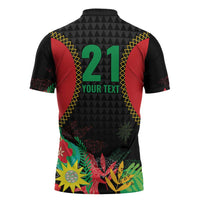 Custom Caribbean Cricket St Kitts and Nevis Zipper Polo Shirt Two Islands One Fire Patriots Crown 2025 - Black - Wonder Print Shop