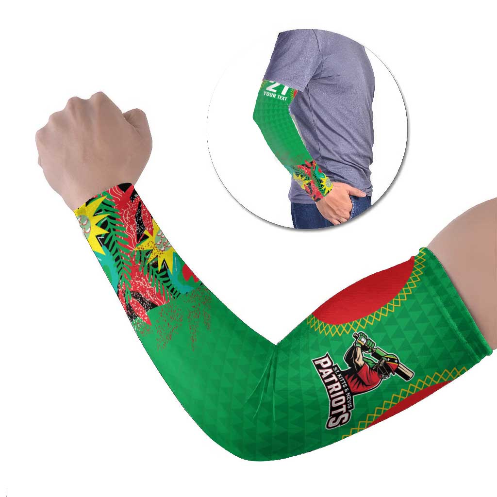 Custom Caribbean Cricket St Kitts and Nevis Arm Sleeves Two Islands One Fire Patriots Crown 2025 - Green - Wonder Print Shop