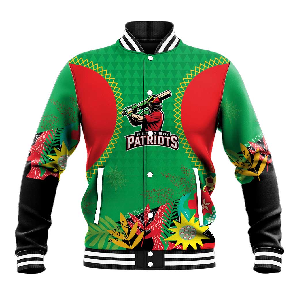 Custom Caribbean Cricket St Kitts and Nevis Baseball Jacket Two Islands One Fire Patriots Crown 2025 - Green - Wonder Print Shop
