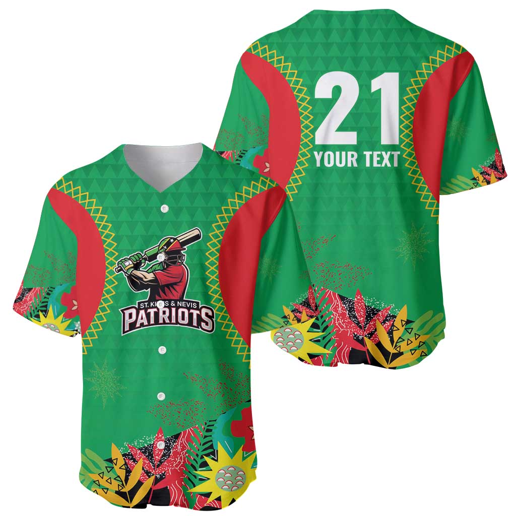 Custom Caribbean Cricket St Kitts and Nevis Baseball Jersey Two Islands One Fire Patriots Crown 2025 - Green - Wonder Print Shop