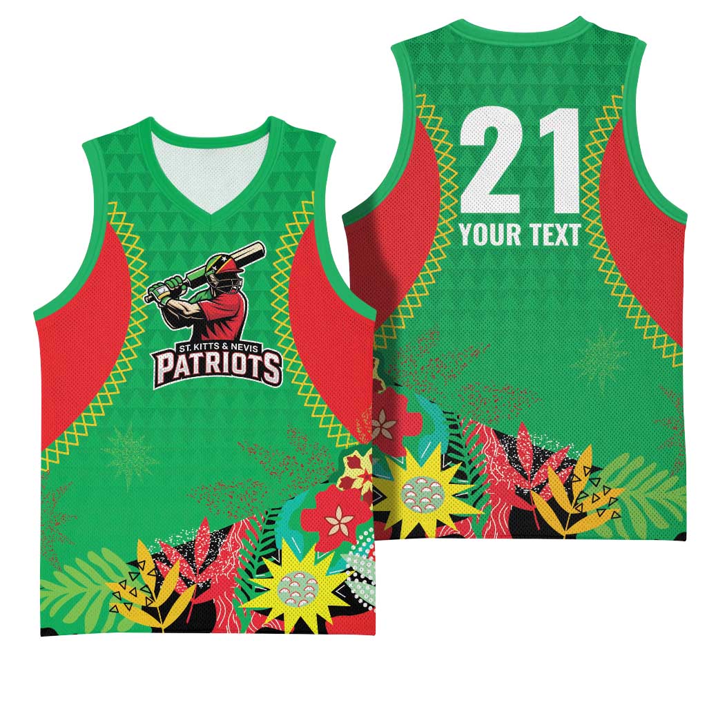 Custom Caribbean Cricket St Kitts and Nevis Basketball Jersey Two Islands One Fire Patriots Crown 2025 - Green - Wonder Print Shop