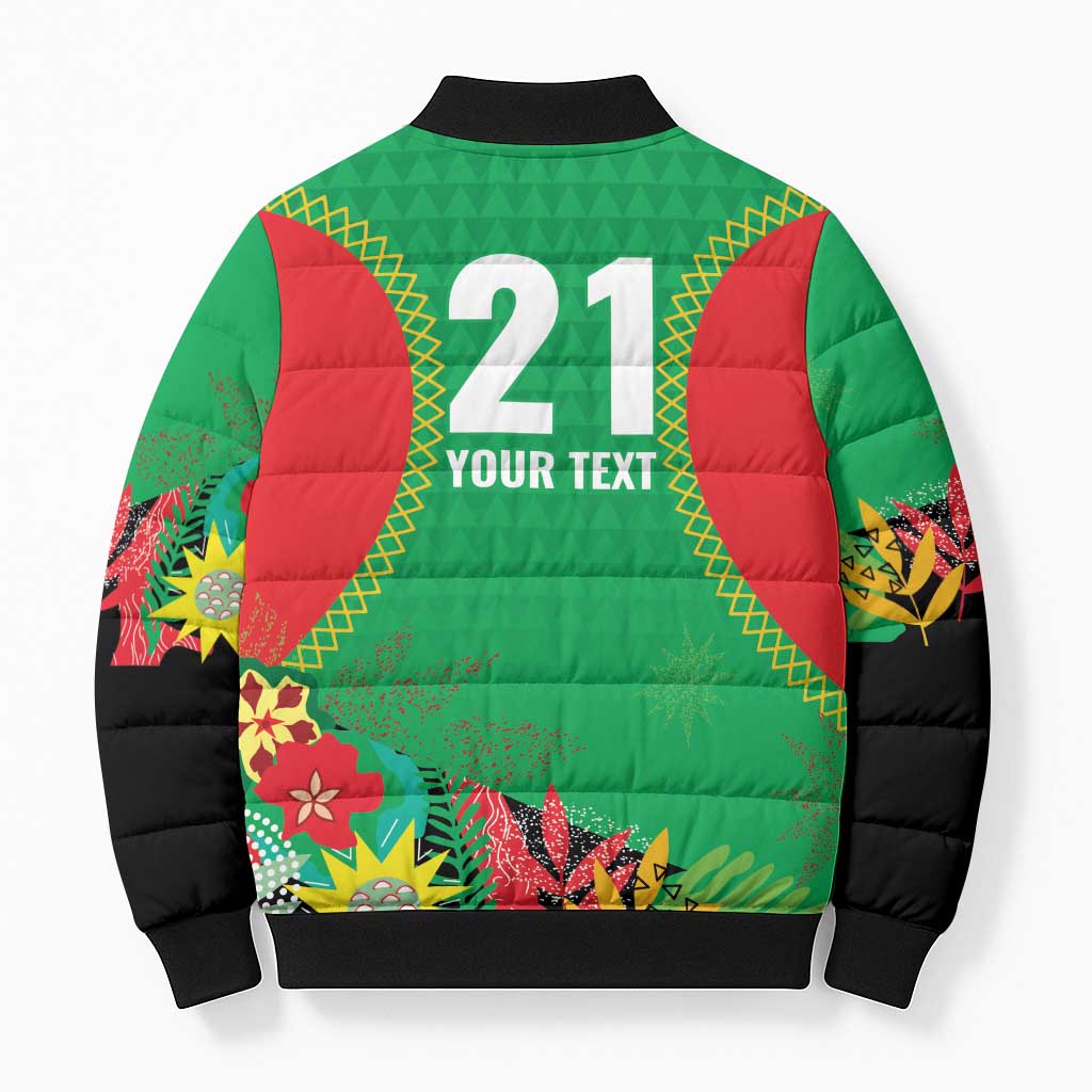 Custom Caribbean Cricket St Kitts and Nevis Bomber Puffer Jacket Two Islands One Fire Patriots Crown 2025 - Green - Wonder Print Shop