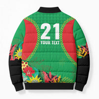 Custom Caribbean Cricket St Kitts and Nevis Bomber Puffer Jacket Two Islands One Fire Patriots Crown 2025 - Green - Wonder Print Shop