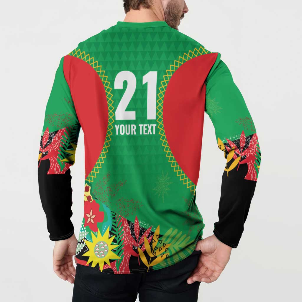 Custom Caribbean Cricket St Kitts and Nevis Button Sweatshirt Two Islands One Fire Patriots Crown 2025 - Green - Wonder Print Shop