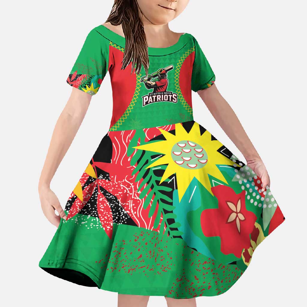 Custom Caribbean Cricket St Kitts and Nevis Family Matching Off Shoulder Maxi Dress and Hawaiian Shirt Two Islands One Fire Patriots Crown 2025 - Green - Wonder Print Shop