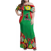 Custom Caribbean Cricket St Kitts and Nevis Family Matching Off Shoulder Maxi Dress and Hawaiian Shirt Two Islands One Fire Patriots Crown 2025 - Green - Wonder Print Shop