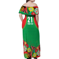 Custom Caribbean Cricket St Kitts and Nevis Family Matching Off Shoulder Maxi Dress and Hawaiian Shirt Two Islands One Fire Patriots Crown 2025 - Green - Wonder Print Shop