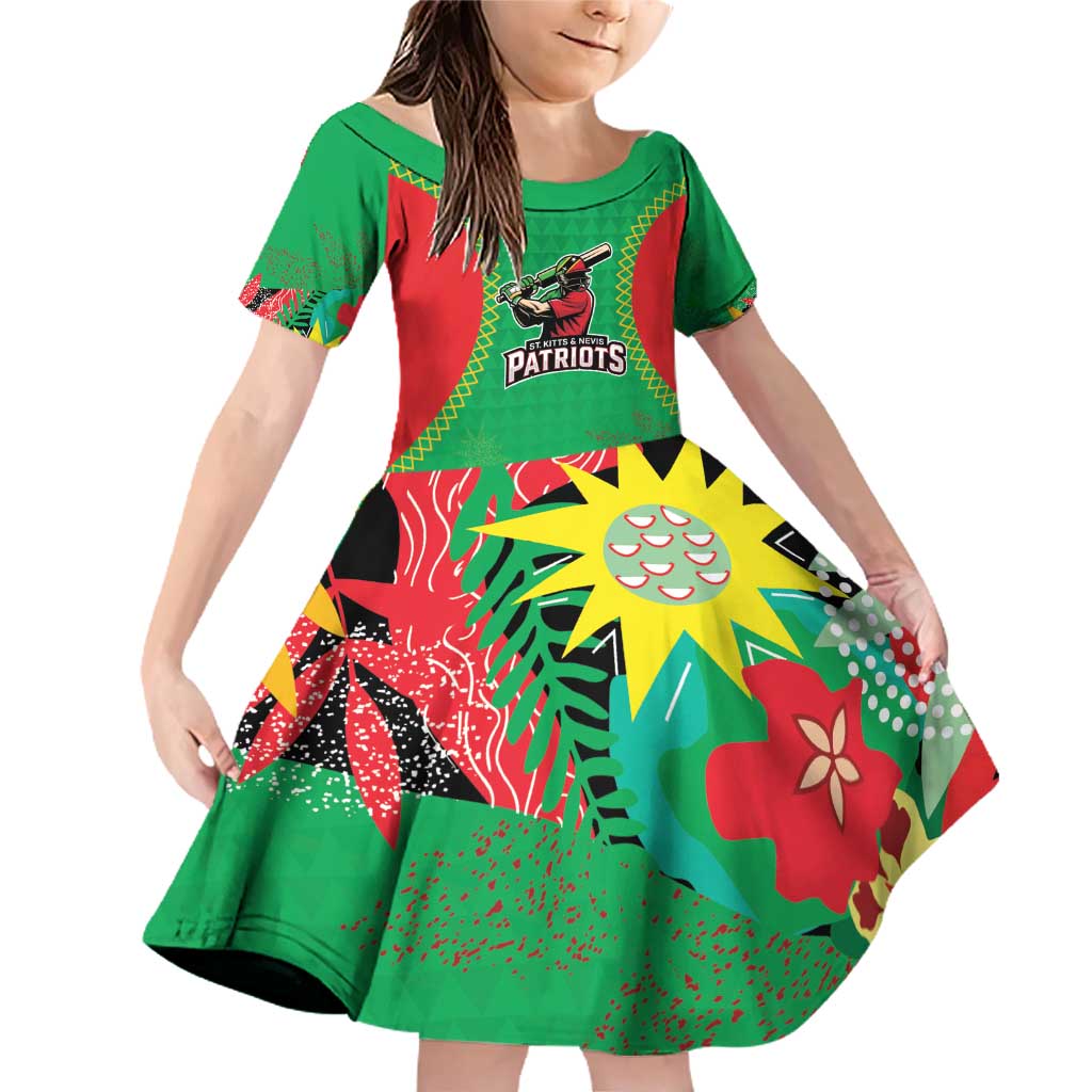 Custom Caribbean Cricket St Kitts and Nevis Family Matching Off Shoulder Short Dress and Hawaiian Shirt Two Islands One Fire Patriots Crown 2025 - Green - Wonder Print Shop