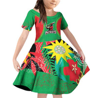 Custom Caribbean Cricket St Kitts and Nevis Family Matching Off Shoulder Short Dress and Hawaiian Shirt Two Islands One Fire Patriots Crown 2025 - Green - Wonder Print Shop