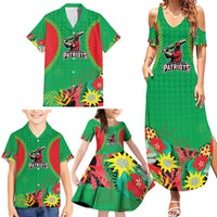 Custom Caribbean Cricket St Kitts and Nevis Family Matching Summer Maxi Dress and Hawaiian Shirt Two Islands One Fire Patriots Crown 2025 - Green - Wonder Print Shop
