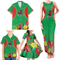 Custom Caribbean Cricket St Kitts and Nevis Family Matching Tank Maxi Dress and Hawaiian Shirt Two Islands One Fire Patriots Crown 2025 - Green - Wonder Print Shop