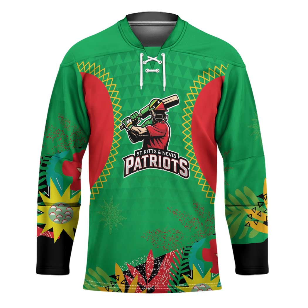 Custom Caribbean Cricket St Kitts and Nevis Hockey Jersey Two Islands One Fire Patriots Crown 2025 - Green - Wonder Print Shop
