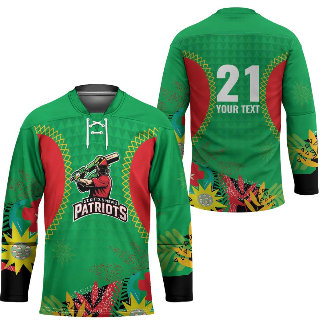 Custom Caribbean Cricket St Kitts and Nevis Hockey Jersey Two Islands One Fire Patriots Crown 2025 - Green - Wonder Print Shop