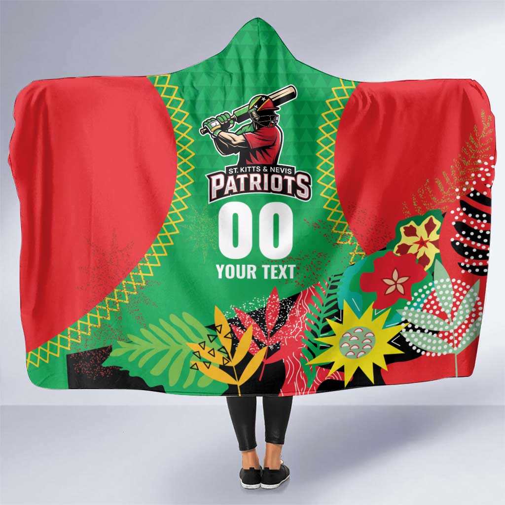 Custom Caribbean Cricket St Kitts and Nevis Hooded Blanket Two Islands One Fire Patriots Crown 2025 - Green - Wonder Print Shop