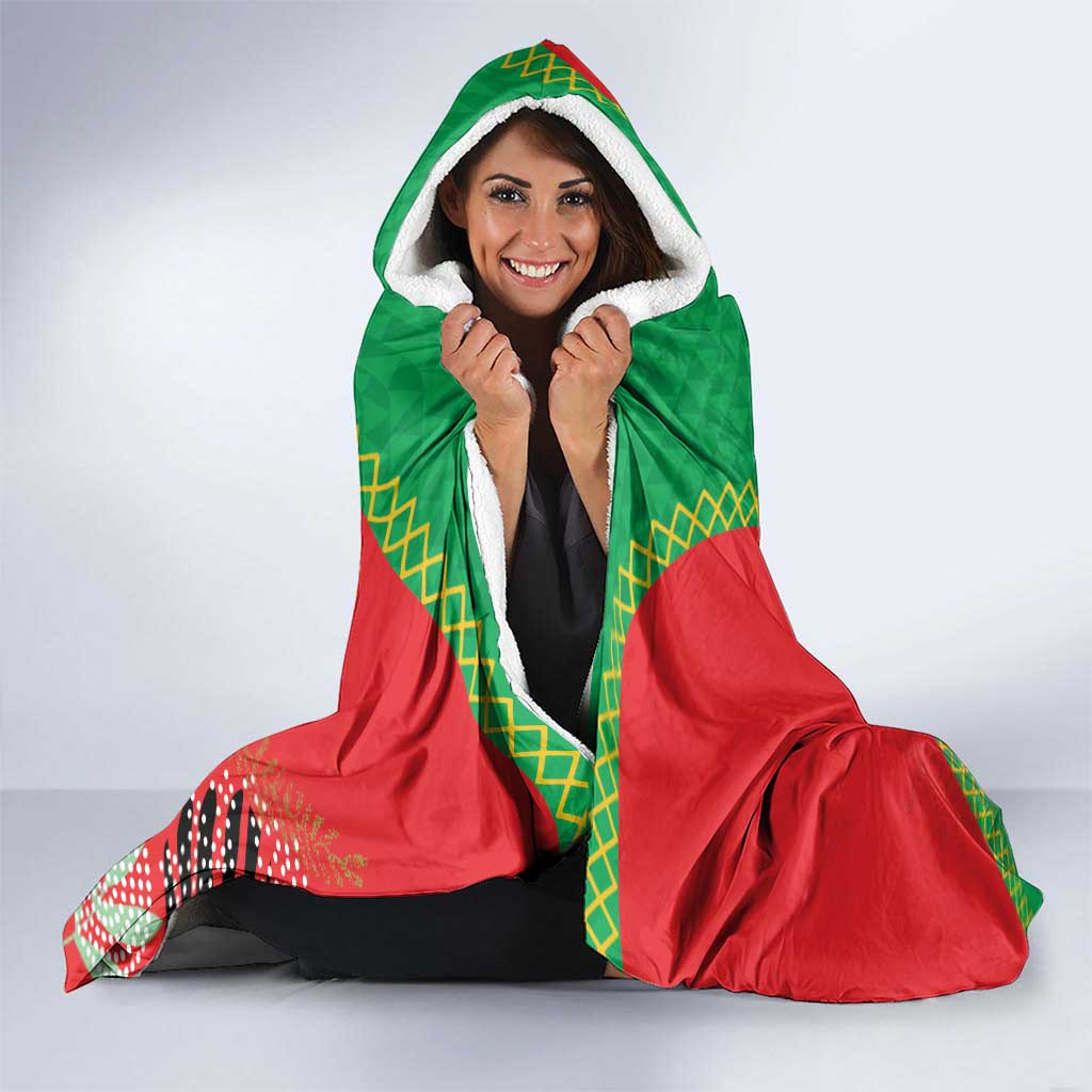 Custom Caribbean Cricket St Kitts and Nevis Hooded Blanket Two Islands One Fire Patriots Crown 2025 - Green - Wonder Print Shop