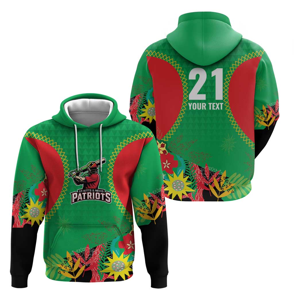 Custom Caribbean Cricket St Kitts and Nevis Hoodie Two Islands One Fire Patriots Crown 2025 - Green - Wonder Print Shop
