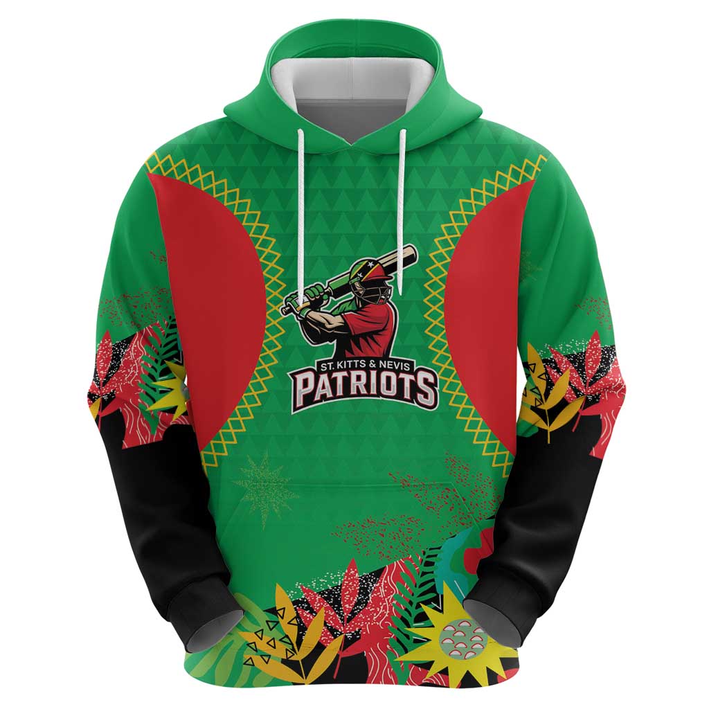 Custom Caribbean Cricket St Kitts and Nevis Hoodie Two Islands One Fire Patriots Crown 2025 - Green - Wonder Print Shop