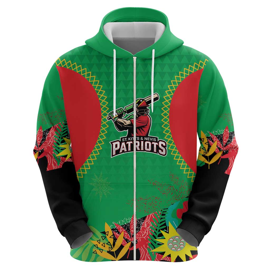 Custom Caribbean Cricket St Kitts and Nevis Hoodie Two Islands One Fire Patriots Crown 2025 - Green - Wonder Print Shop