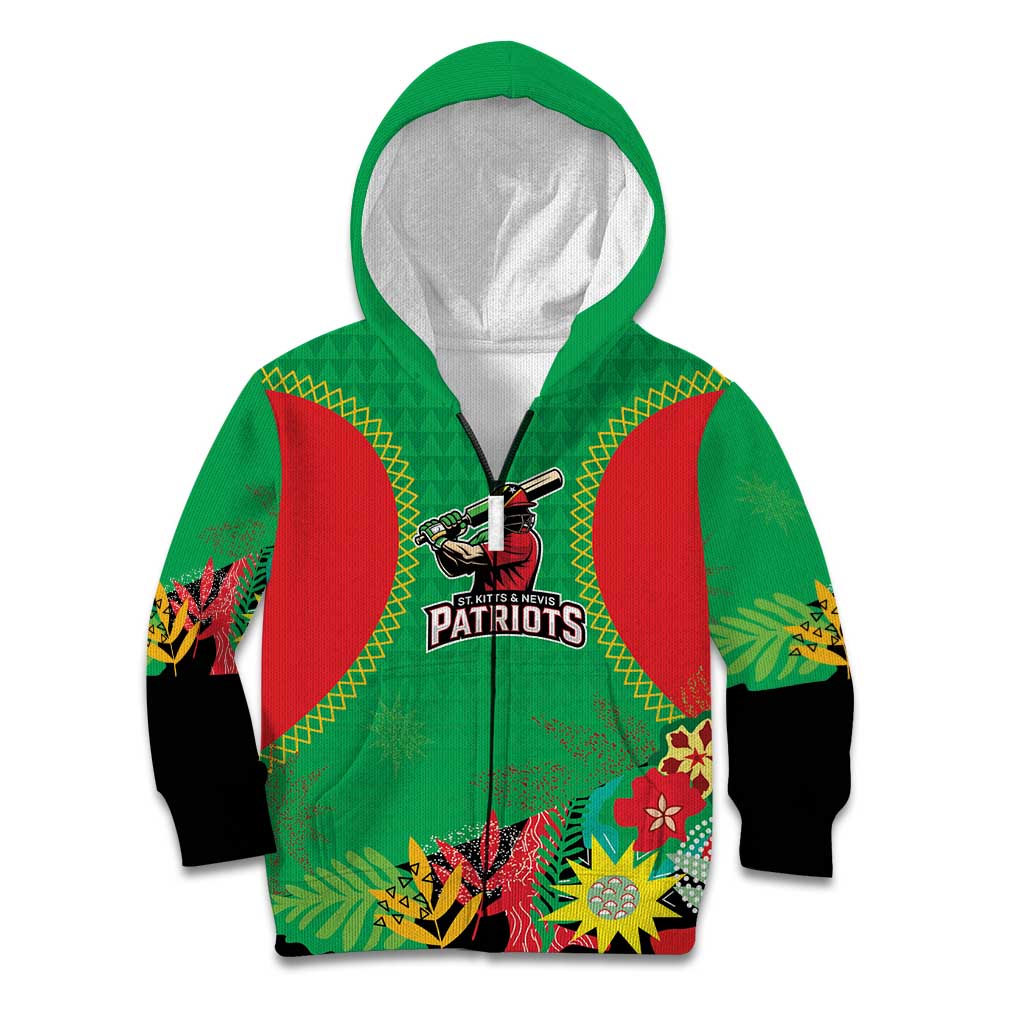 Custom Caribbean Cricket St Kitts and Nevis Kid Hoodie Two Islands One Fire Patriots Crown 2025 - Green - Wonder Print Shop