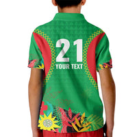Custom Caribbean Cricket St Kitts and Nevis Kid Polo Shirt Two Islands One Fire Patriots Crown 2025 - Green - Wonder Print Shop