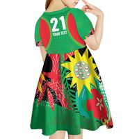 Custom Caribbean Cricket St Kitts and Nevis Kid Short Sleeve Dress Two Islands One Fire Patriots Crown 2025 - Green - Wonder Print Shop