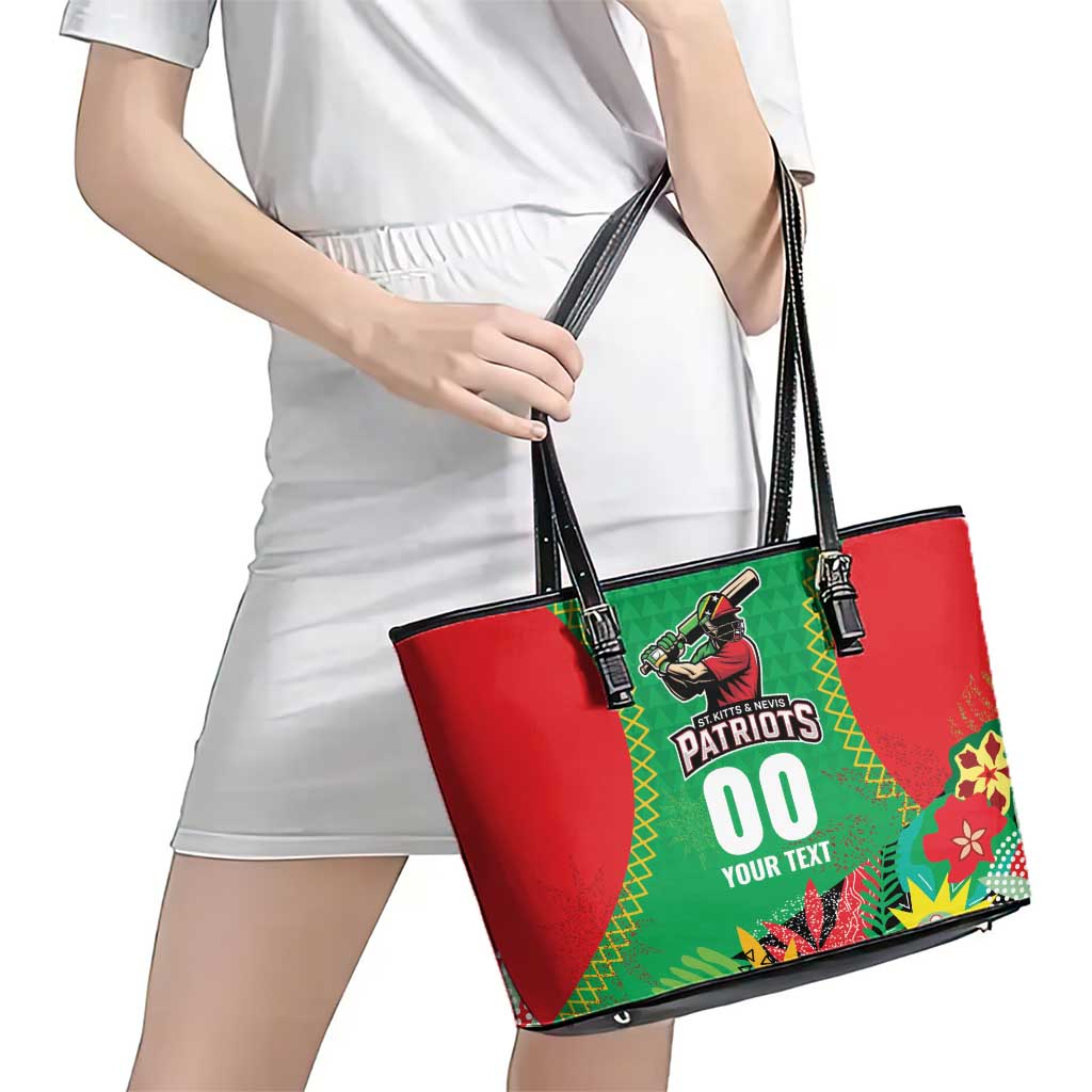 Custom Caribbean Cricket St Kitts and Nevis Leather Tote Bag Two Islands One Fire Patriots Crown 2025 - Green - Wonder Print Shop
