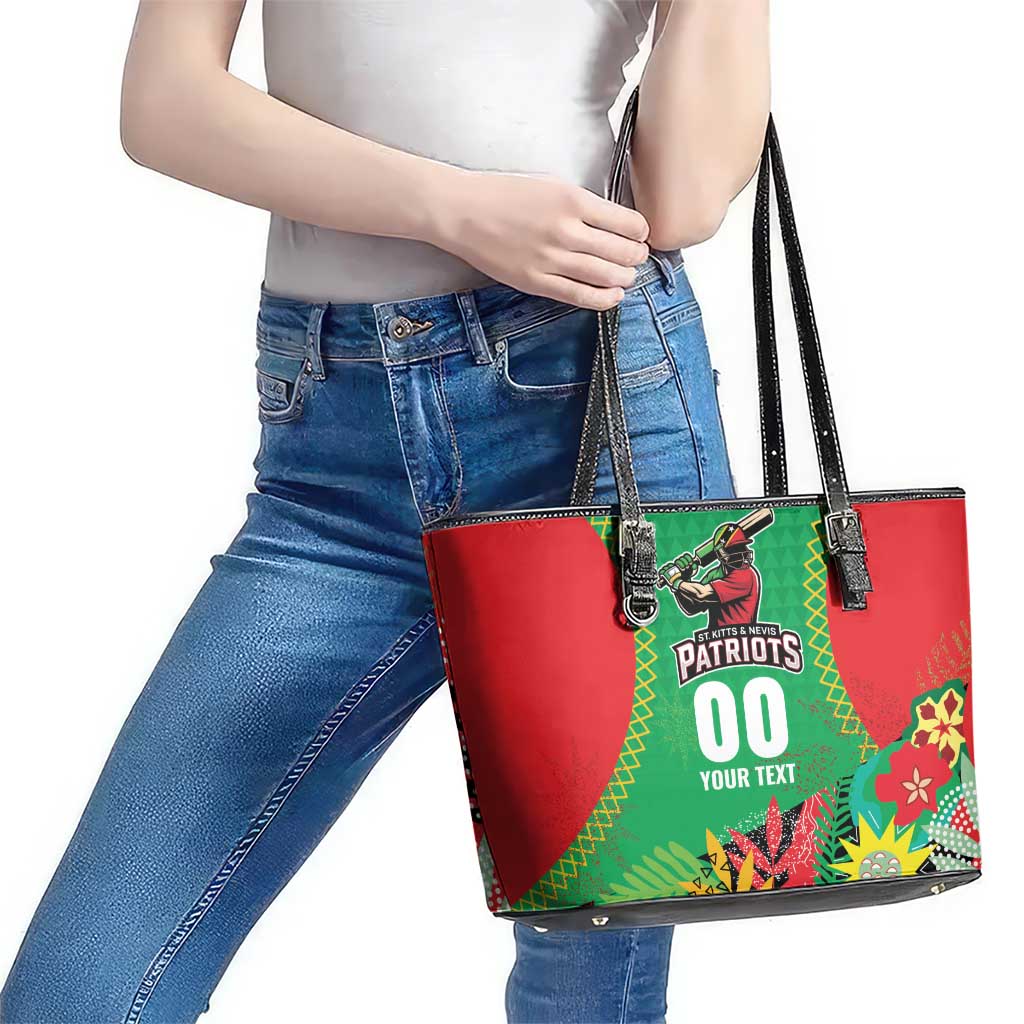 Custom Caribbean Cricket St Kitts and Nevis Leather Tote Bag Two Islands One Fire Patriots Crown 2025 - Green - Wonder Print Shop