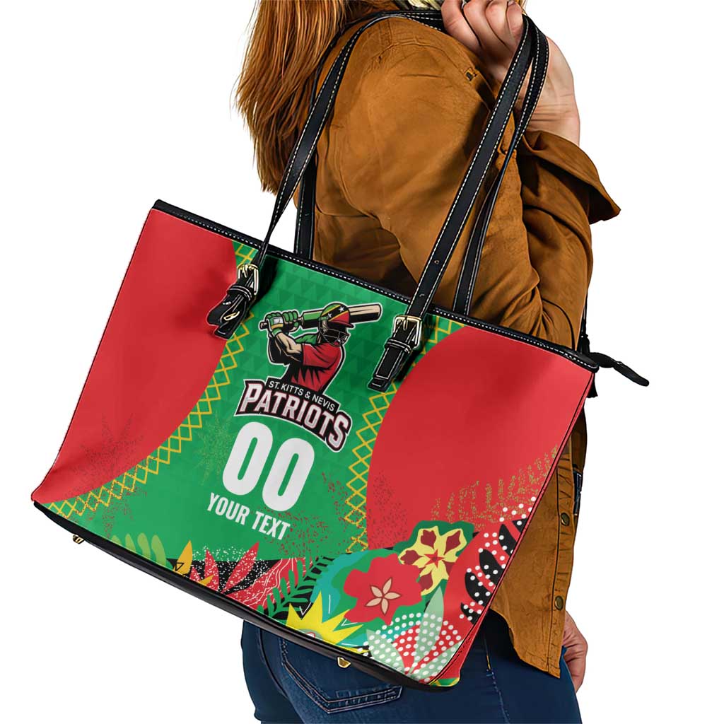 Custom Caribbean Cricket St Kitts and Nevis Leather Tote Bag Two Islands One Fire Patriots Crown 2025 - Green - Wonder Print Shop