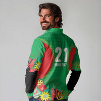 Custom Caribbean Cricket St Kitts and Nevis Long Sleeve Polo Shirt Two Islands One Fire Patriots Crown 2025 - Green - Wonder Print Shop