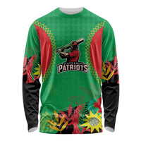 Custom Caribbean Cricket St Kitts and Nevis Long Sleeve Shirt Two Islands One Fire Patriots Crown 2025 - Green - Wonder Print Shop