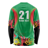 Custom Caribbean Cricket St Kitts and Nevis Long Sleeve Shirt Two Islands One Fire Patriots Crown 2025 - Green - Wonder Print Shop