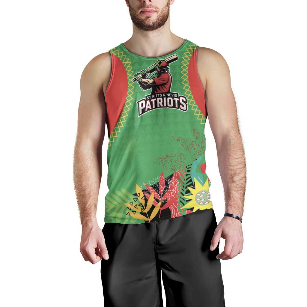 Custom Caribbean Cricket St Kitts and Nevis Men Tank Top Two Islands One Fire Patriots Crown 2025 - Green - Wonder Print Shop
