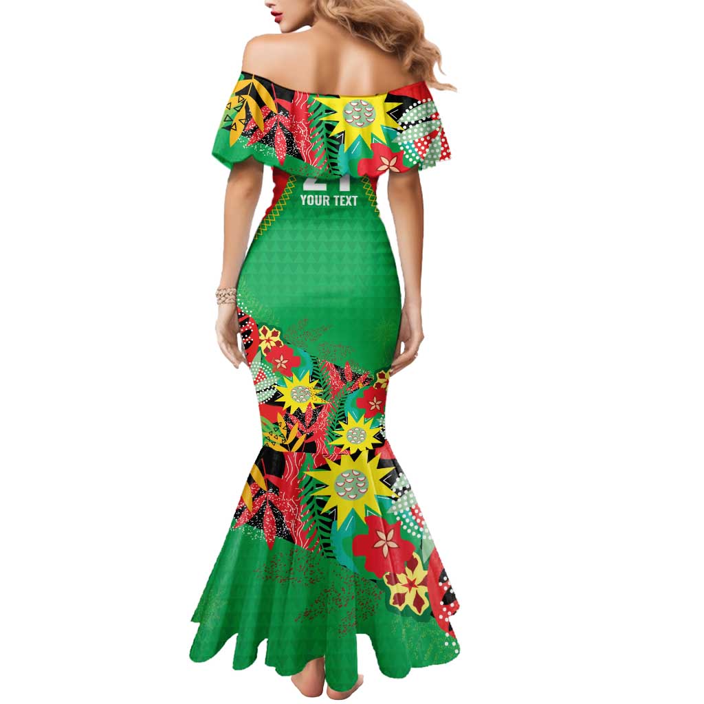Custom Caribbean Cricket St Kitts and Nevis Mermaid Dress Two Islands One Fire Patriots Crown 2025 - Green - Wonder Print Shop